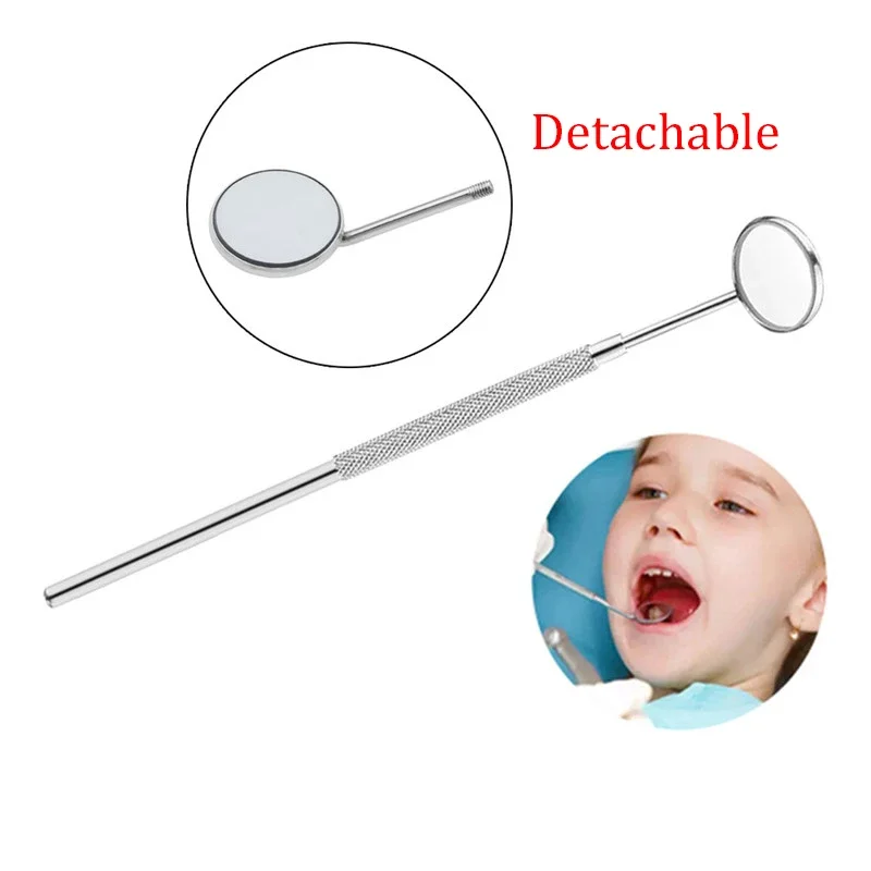 5/10Pcs Dental Mirrors with Handle Stainless Steel Surgical Instruments Dentist Mouth Checking Makeup Supplies