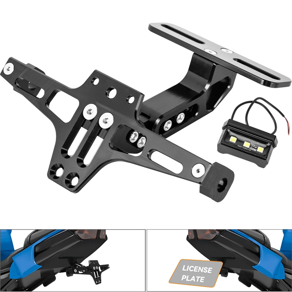 For Suzuki GS 500 SV 650 GSXR 1000 Motorcycle Accessories Motorcycle License Plate Holder Bracket LED Light