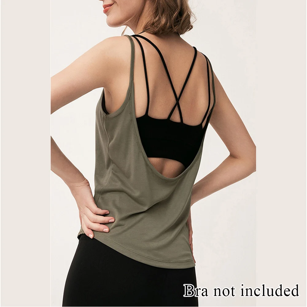 Ladies Fashion New Simple All-Match Casual Vest Summer Solid Color Sports Camisole Women Sexy Backless Sleeveless Loose Tank Top