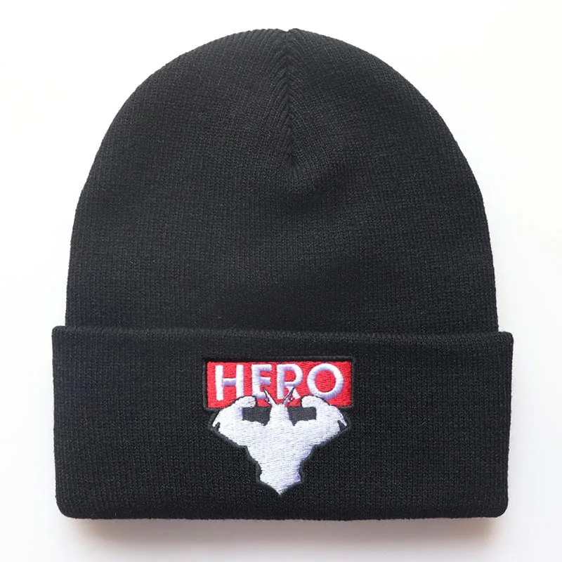 Unisex Anime My Hero Academia Midoriya Izuku Katsuki Shoto Cosplay Beanie Cap Warm Winter Hats Knitted Cap Embroidery Hat