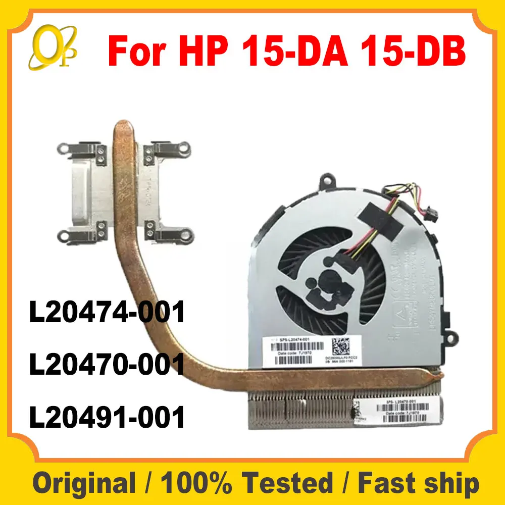 Dissipador de calor original da cpu para hp 15-da 15-db ventilador do radiador de refrigeração do portátil L20474-001 L20470-001 L20491-001 testado
