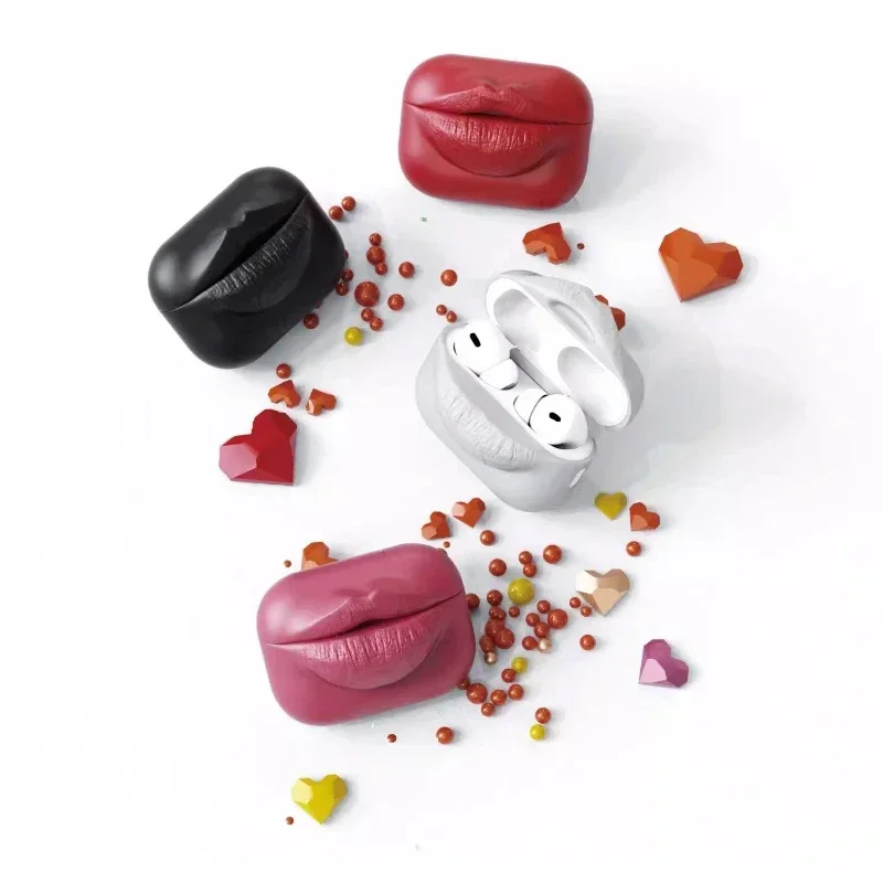 Forbidden Lips Airpods Custom Lip Shaped Case Fits AirPods Pro 1/2/AirPods 3 Earphone Drop Protection Caes Earphone Accessories