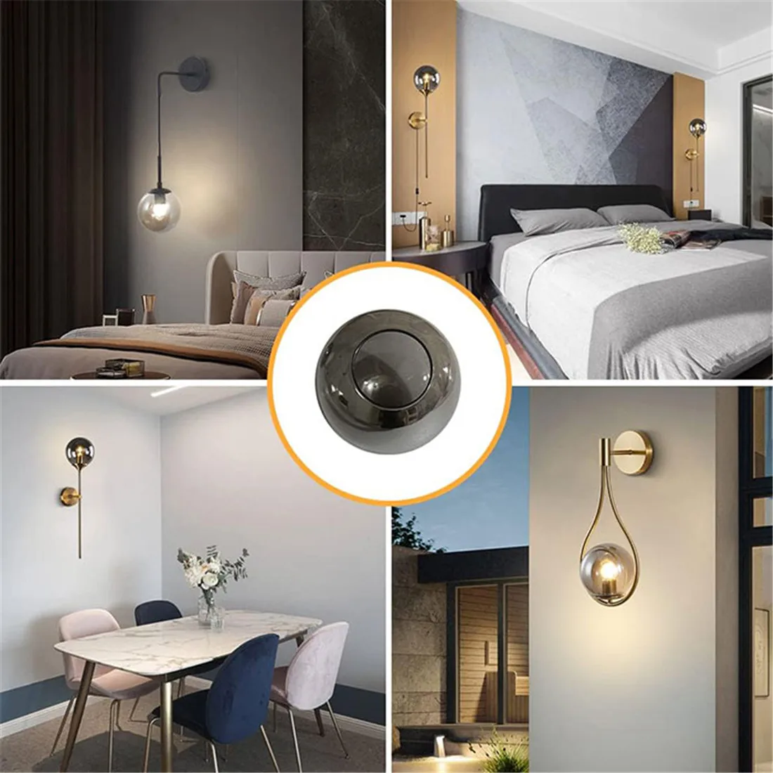 Modern Smoke Gray Lampshade Glass Accessories,Black Smoky Grey Glass Lamp Shade Cover for Light Fixtures Wall Sconces