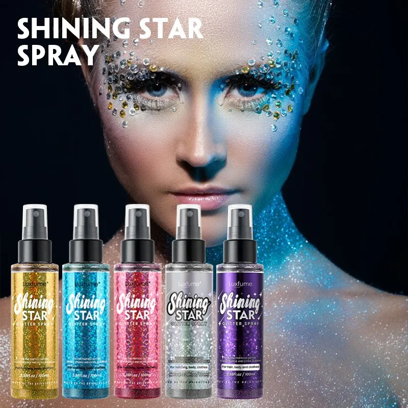 100Ml Glitter Spray For Hair And Body Silver Glitter Hairspray Sparkle Body Face Clothes Shimmer Glitter For Makeup Stage Party