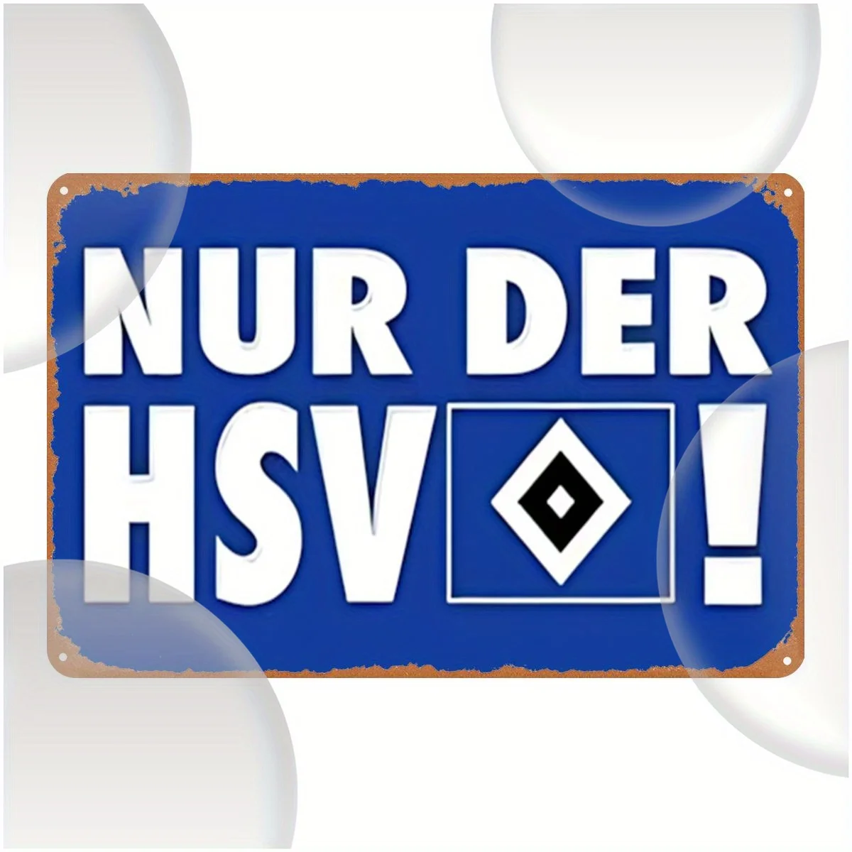Hamburg SV Metal Tin Sign  - Vintage Iron Wall Art with Distressed Blue Background,White Lettering, Soccer Club Emblem for Man