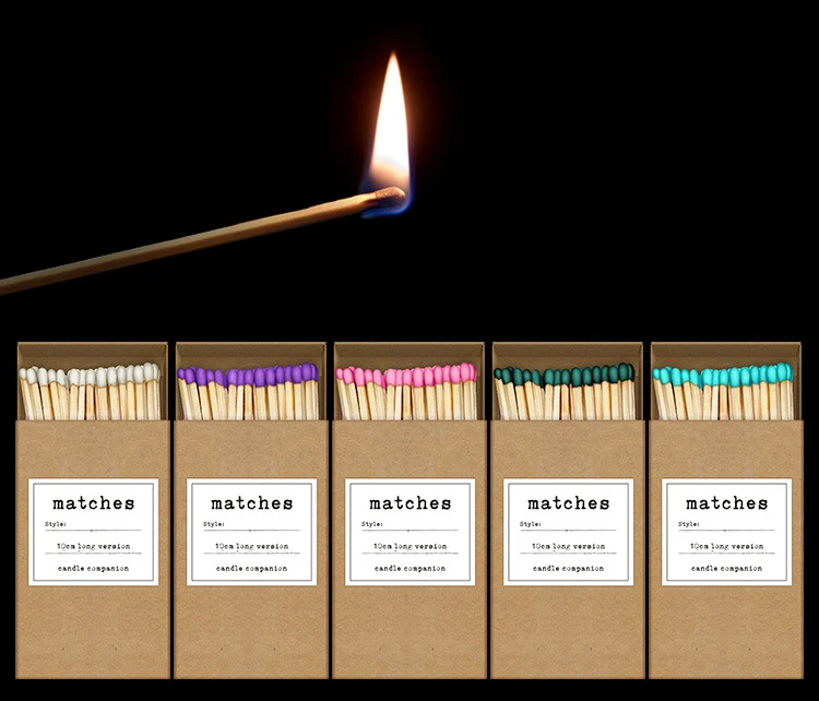 10cm Wooden Matchsticks For Scented Candle Vintage Style Boxed Match Multi-Color DIY Creative Gifts For Men And Women