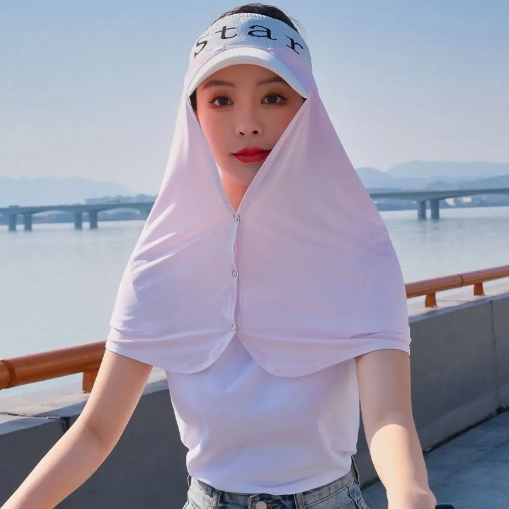 Thin Solid Color Ice Silk Sunscreen Mask Shawl Scarves Cycling Scarf Quick Drying Neck Protector Face Veil Gardening