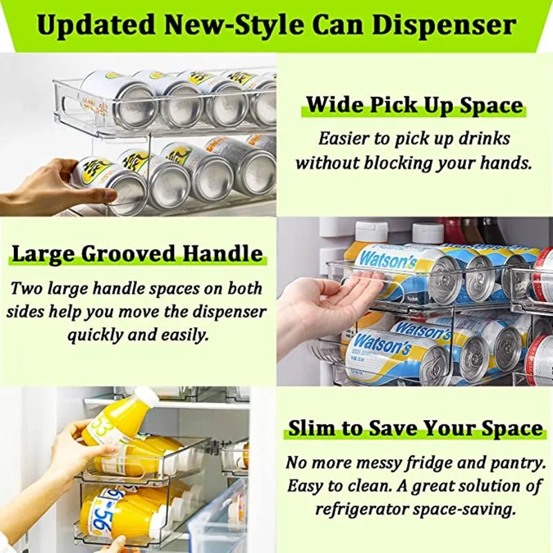 

Automatic Rolling Refrigerator Cans Dispenser Beverage Soda Organizer Kitchen Cooking Tools Other