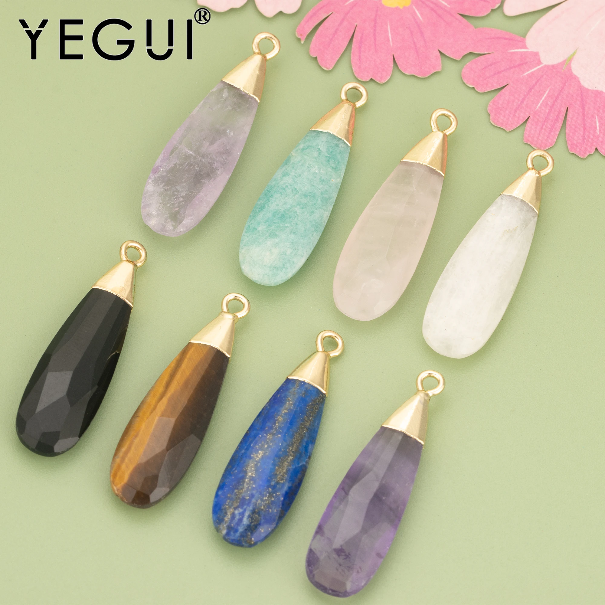 

YEGUI,2pcs/lot,MH17,jewelry accessories,18k gold plated,copper,natural stone,hand made,jewelry making,charms,diy pendants