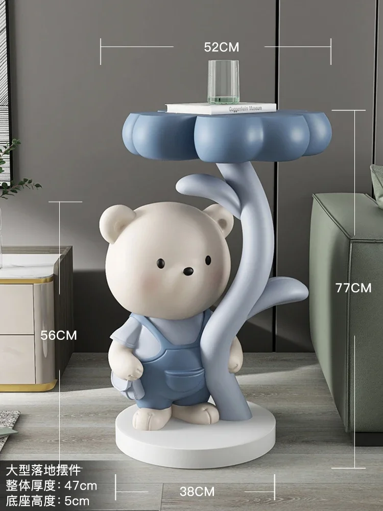 Living Room Furniture Bear Statue Tray Storage Ornament Figurine Cartoon Animals Side Table Children's Room Sculpture Home Decor