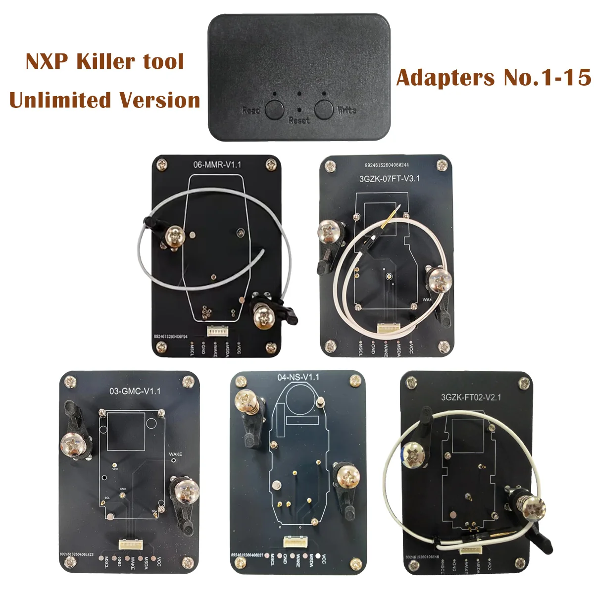 Adapters No.1-15, compatible with NXP Killer, VVDI, Xhorse, KD and other devices, supports chip reading, writing and cloning