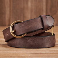 2.5CM Ladies Pure Cowhide Copper Buckle Genuine Leather Casual Jeans Thin Belt Women High Quality Retro Luxury Female Strap Girl