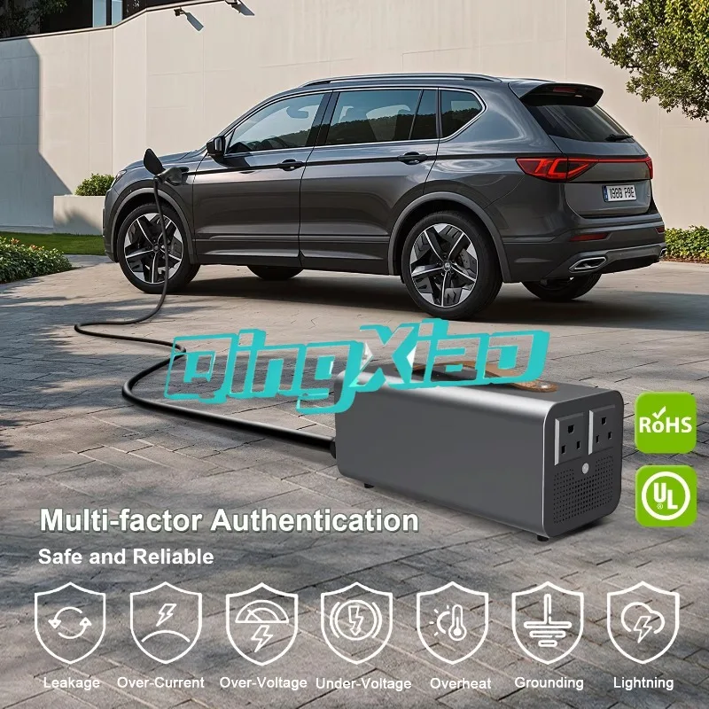 Portable Ev Discharge Adapter Dc To Ac Converter New Energy Vehicle Outdoor Emergency Power Supply Outlet Camping Multi Device