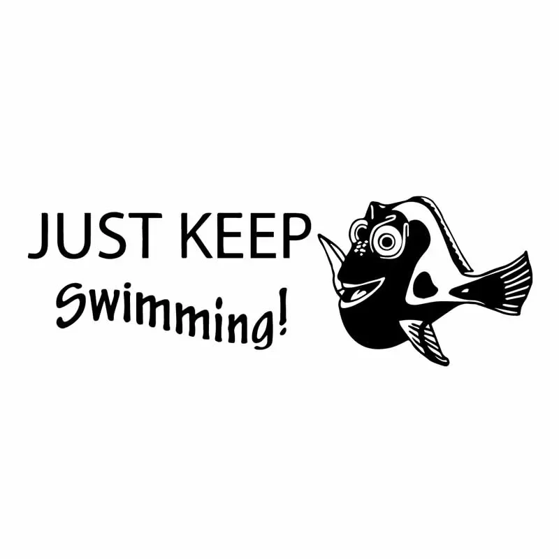 

Keep Swimming Fish Decals High Quality Car Decoration Personality Pvc Car Window Waterproof Sticker Black/white, 18cm*6cm