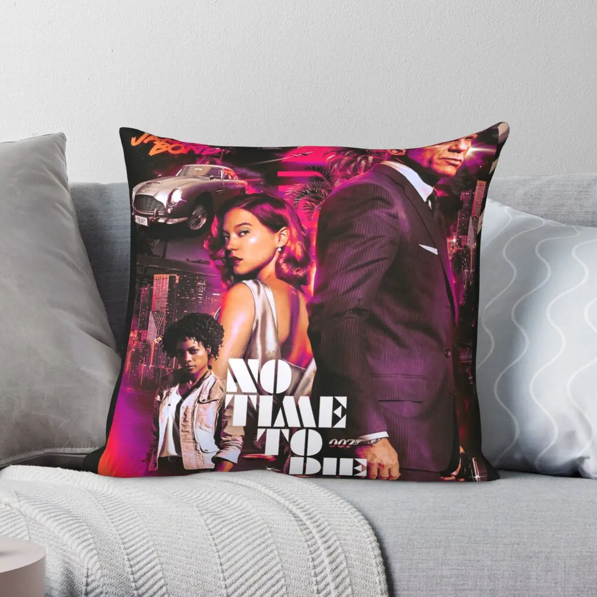 

No Times Action Movie Aesthetic Square Pillowcase Polyester Linen Velvet Pattern Zip Decor Throw Pillow Case Sofa Cushion Cover