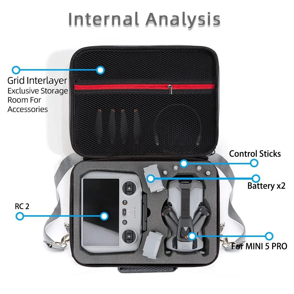 مناسبة لحقيبة التخزين DJI MINI 5 PRO RC2 RC N3