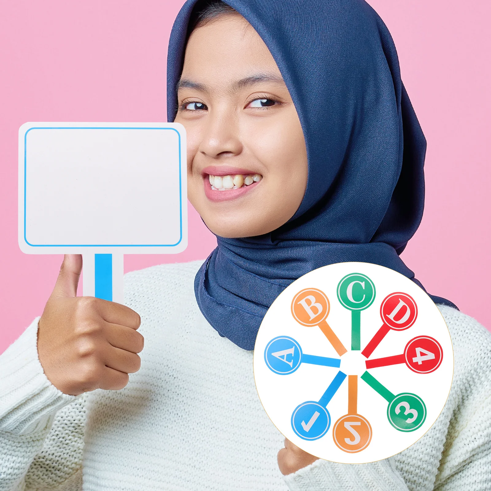 

Single Sided Handheld Whiteboard Reusable Dry Erase Paddle Board For Voting Scoring Auctions Games Classrooms Portable