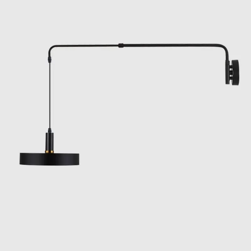 Imagem -03 - Minimalista Telescópica Longo Pólo Balanço Braço Industrial Lâmpada de Parede Black Metal Bedside Wall Light Decorações da Parede Estudo Lâmpada