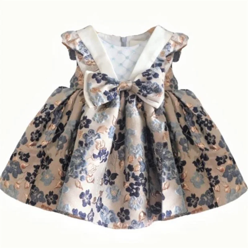 Baby Party Dress Girls Princess Dress Birthday Party Children Jacquard Floral Dress Summer