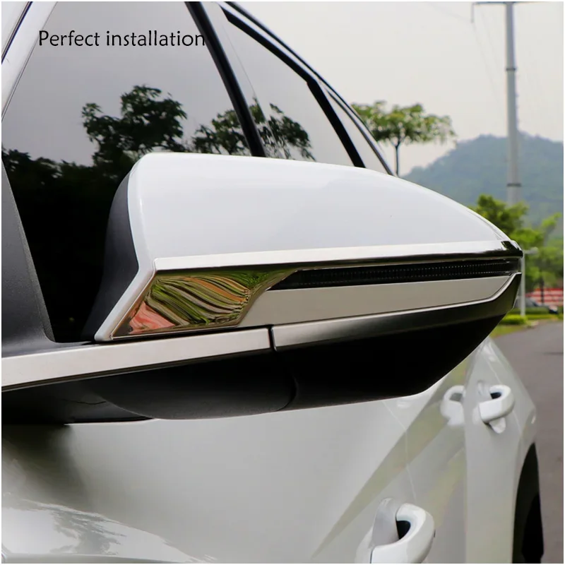 Car Rear-view Mirror Garnish Strips Trim Stickers Exterior Moulding For Hyundai Tucson NX4 2021 2022 Accessories