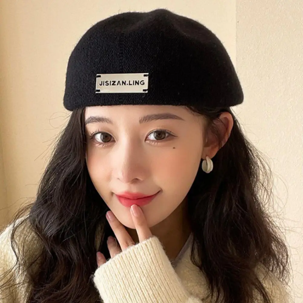 

Solid Color Beret Chic Knitted Beret Hats for Women Stylish Solid Color Caps for Girls Breathable Retro Painter Cap for Spring