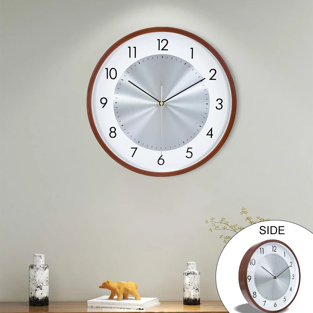 

Modern Minimalist Wood Grain Imitation ABS Frame Wall Clock Silent Quartz Clock Simply Dial for Living Room Office Kitchen Decor
