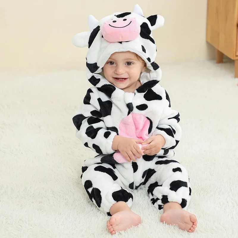 

Umorden Animal Milk Dairy Cow Costume Romper for Baby Boys Girls Infant Toddler Hooded Jumpsuit Onesie Outfit Flannel 0-4Y