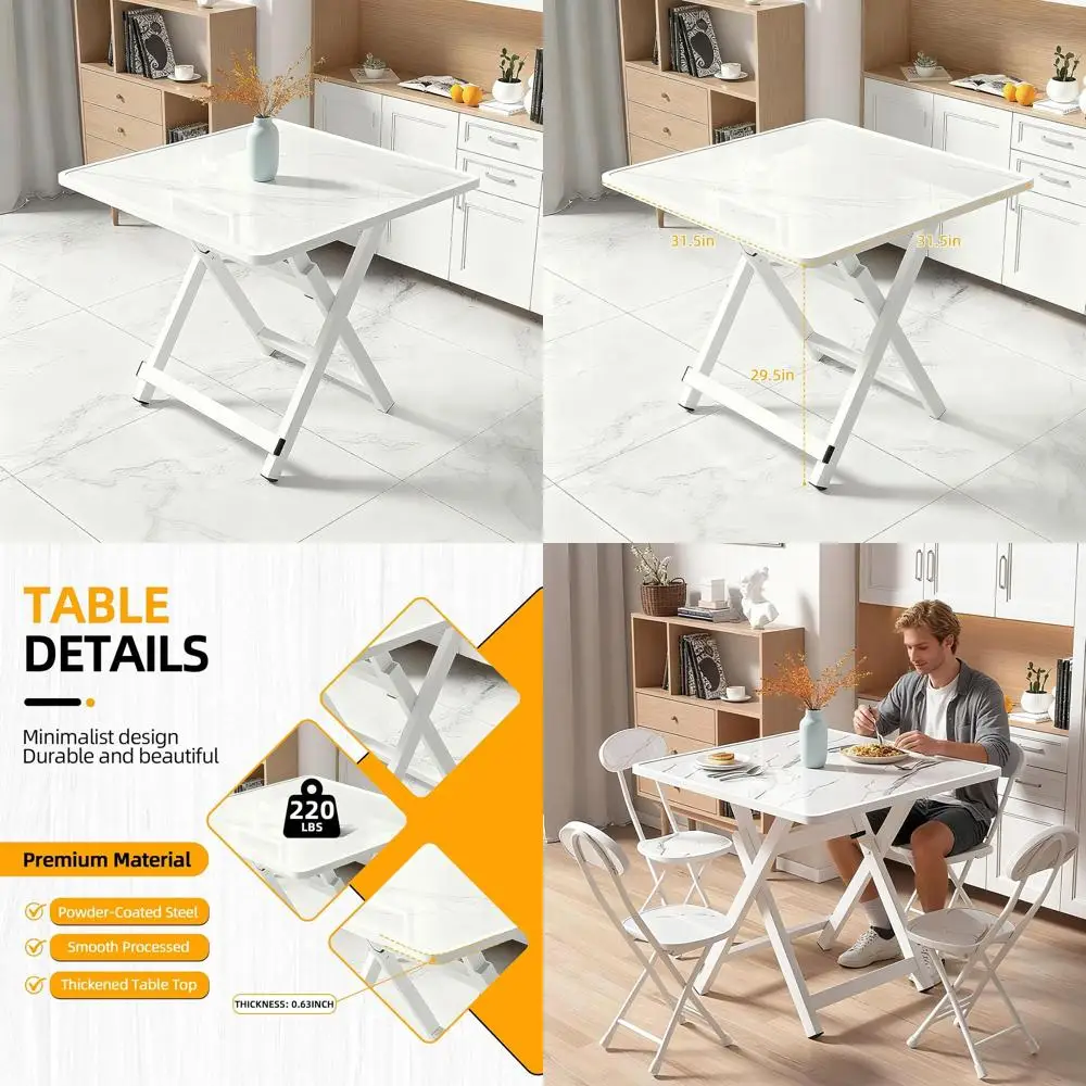 Mesa plegable portátil con marco en X duradero, solución de comedor compacta para el hogar, la cocina y los espacios al aire libre