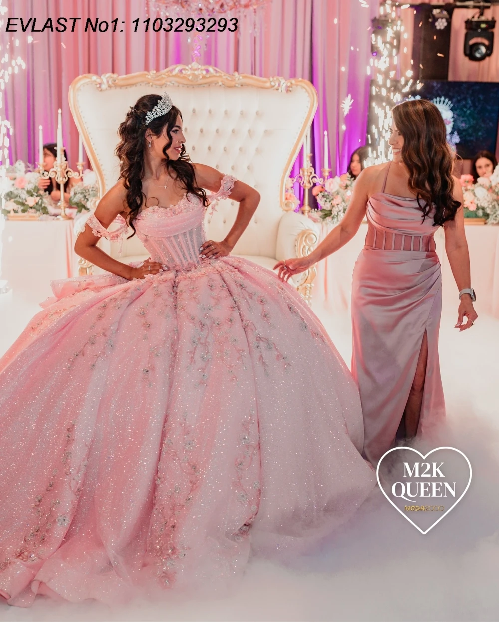 EVLAST personnalisé rose Quinceanera robe De bal dentelle Applique cristal perlé arc Corset doux 16 robes De 15 Anos E1QN710