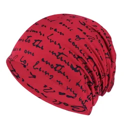 Beanies Hat For Man Letter Print Hip Hop Skullies Thin Autumn Streetwear Goth Bonnet Women's Cotton Winter Nightcap Head Wrap