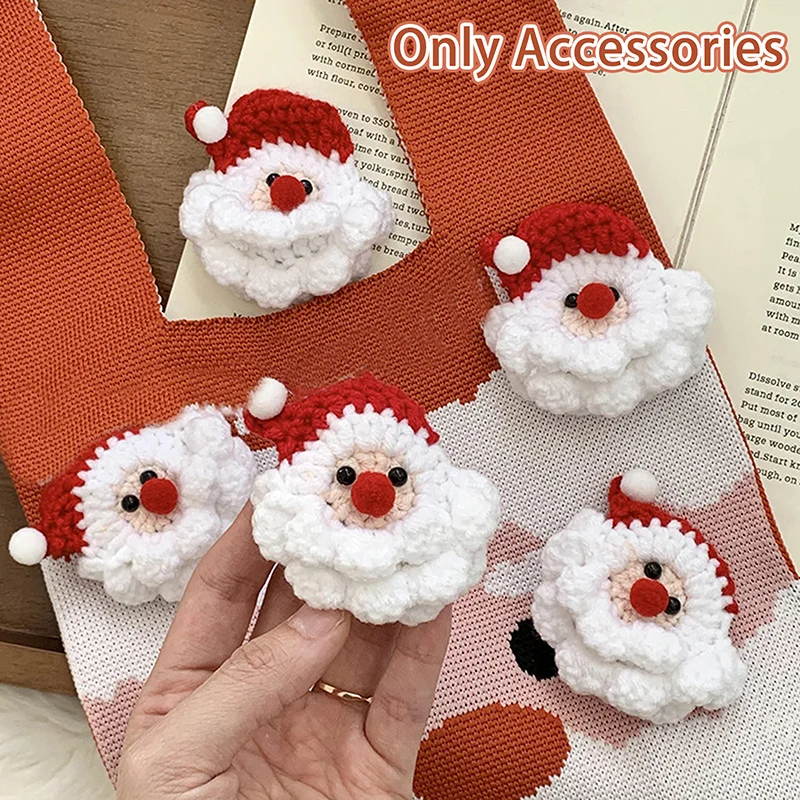 

[YU]Cute Santa Claus Yarn Knitted Accessories Brooch Hairpin Keychain Excipients Accessories Christmas Party Couple Gifts