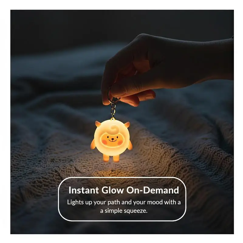 Cartoon Anime Mini Sheep Keychain Light Up Sound Lamb Pendant Kawaii Backpack Accessory New Year Small Gift for Kids Relatives