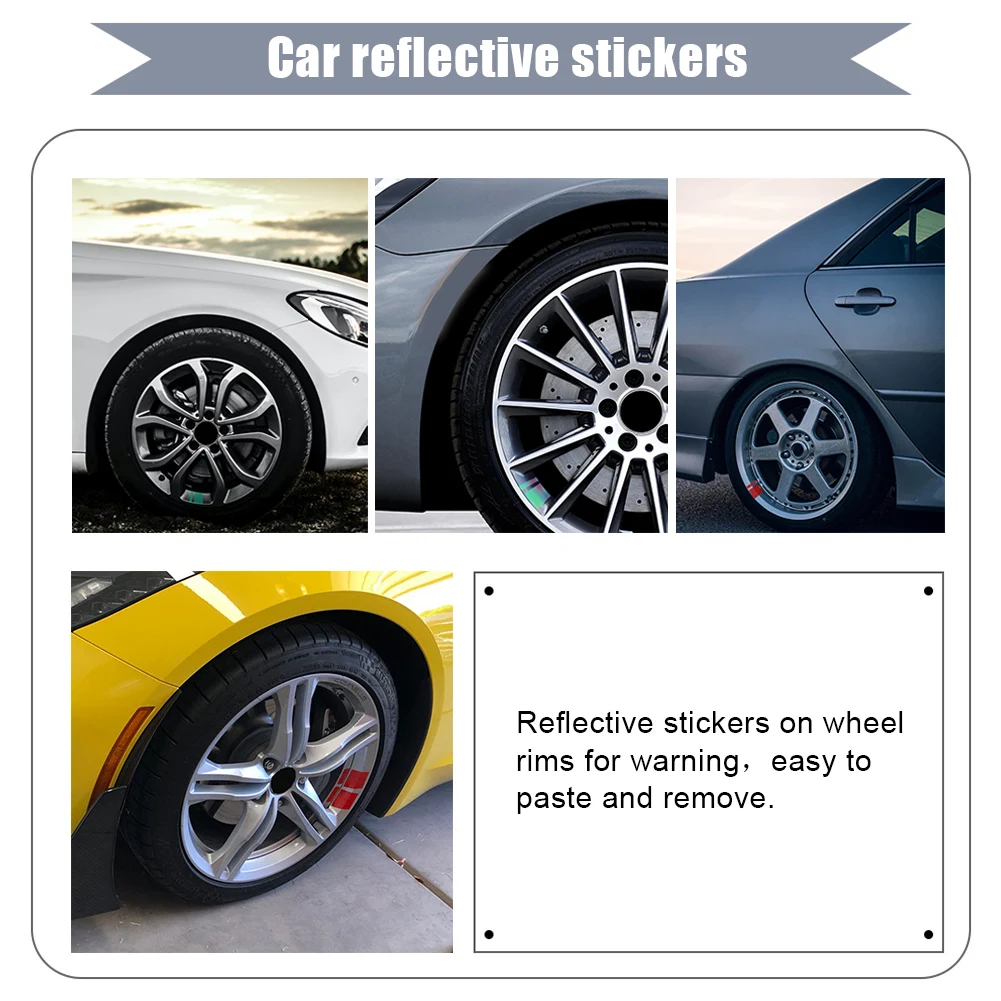 6 Pcs Reflective Car Wheel Rim Decals Stripe Racing Wheel Rim Stickers Safety Decoration for 18 -21 Inch Wheels Car Accessories