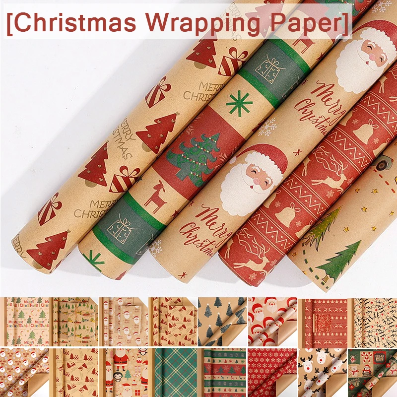 

Durable Reusable Christmas Wrapping Paper - Cartoon-Themed Holiday Designs with Christmas Tree/Reindeer/Snowflakes/Santa/Bells