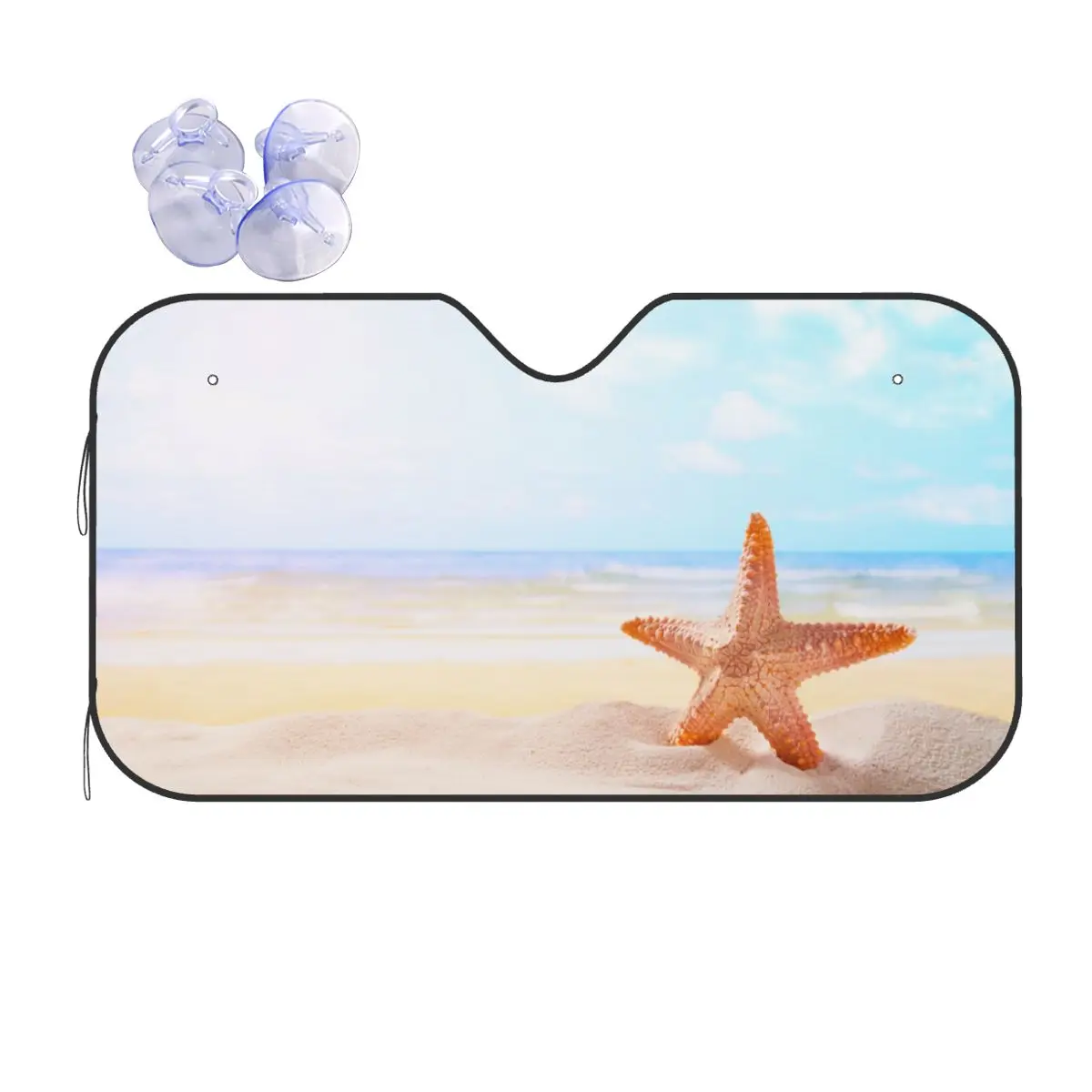 Beach Sea Starfish Creative Windshield Sunshade 70x130cm Summer Scenery Foils Car Sunshade Front Window Cover