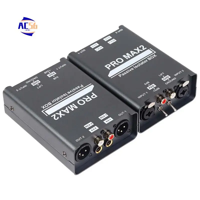 

AC56-2-Way Audio Isolator Audio Current Noise Eliminator XLR 6.5 Lotus Isolator Mixer Live Broadcast