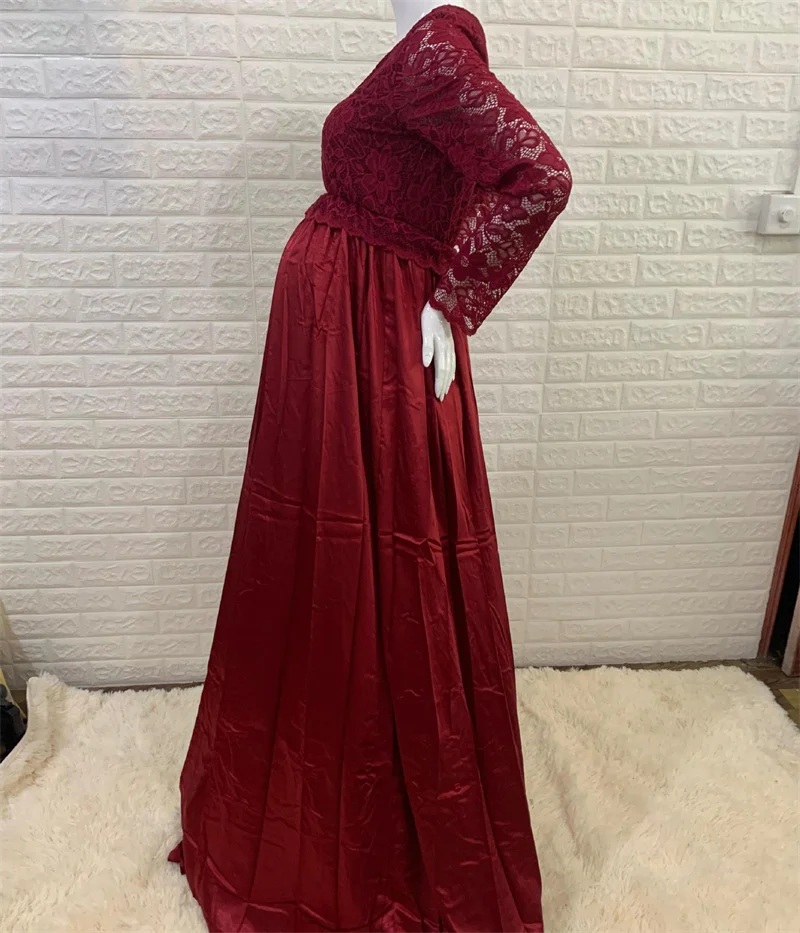 Fashion Lace Maternity Clothes Mom Outdoor Party Elegant Comfortable Long Sleeve V-Neck Dresses Woman Trend Versatile Skirt - view 5