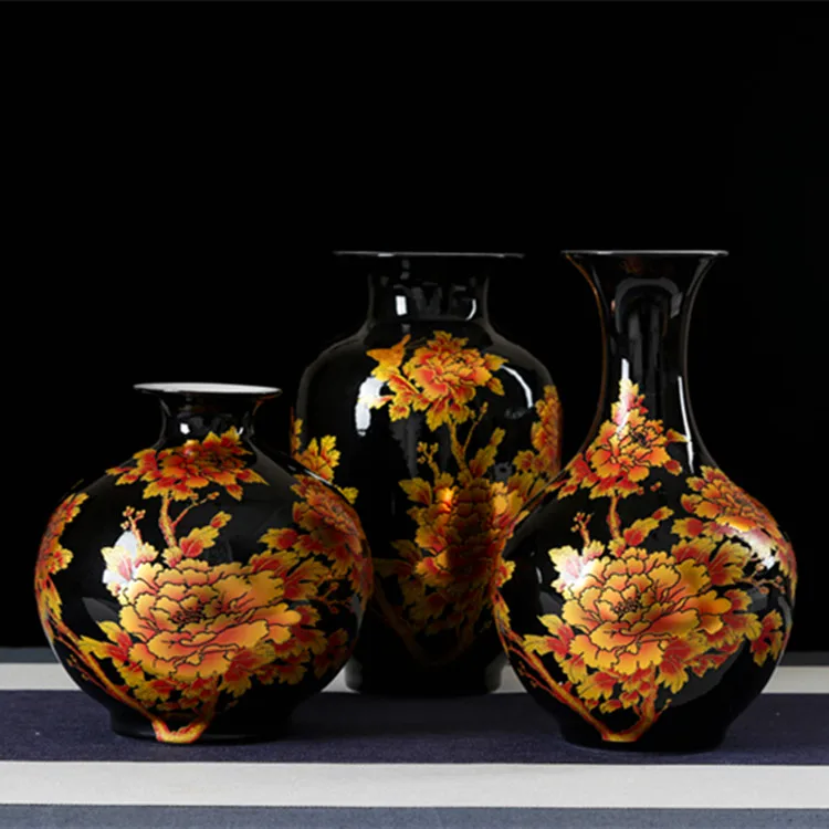 Jingdezhen ceramic ware crystal glaze vase flower arrangement creative home living room TV cabinet decoration desktop decoration