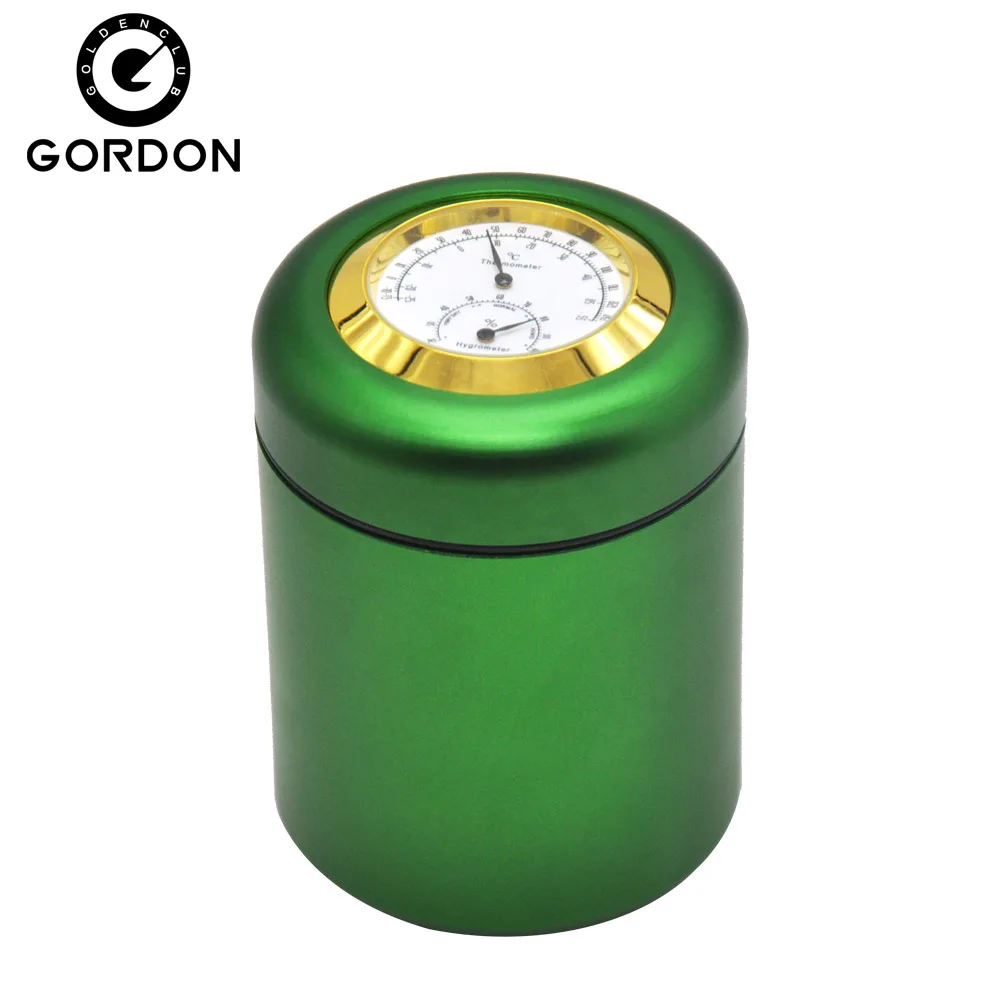 GORDON Aluminum Metal Storage Stash Jar (Capacity180ml) Thermometer Hygrometer Airtight Proof Storage Container Pill Box Case