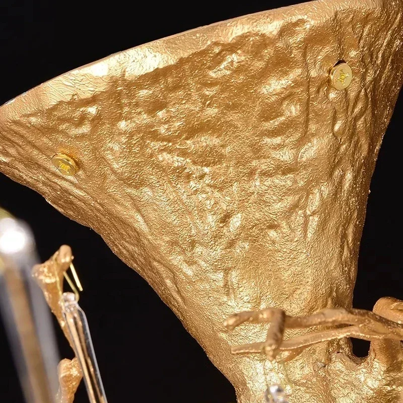 Vintage Italian Copper Branch Crystal Ceiling Lamp Elegant Hanging Lamp For Dining Kitchen Living Room Luxurious Lighting Design