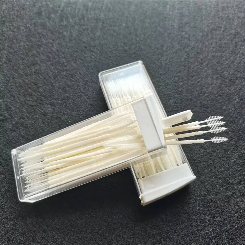 60 Fishbone Double-headed Toothpick Brush Boxed Portable Hotel Household Tooth Stick Clean Teeth Food Residue Interdental Picks