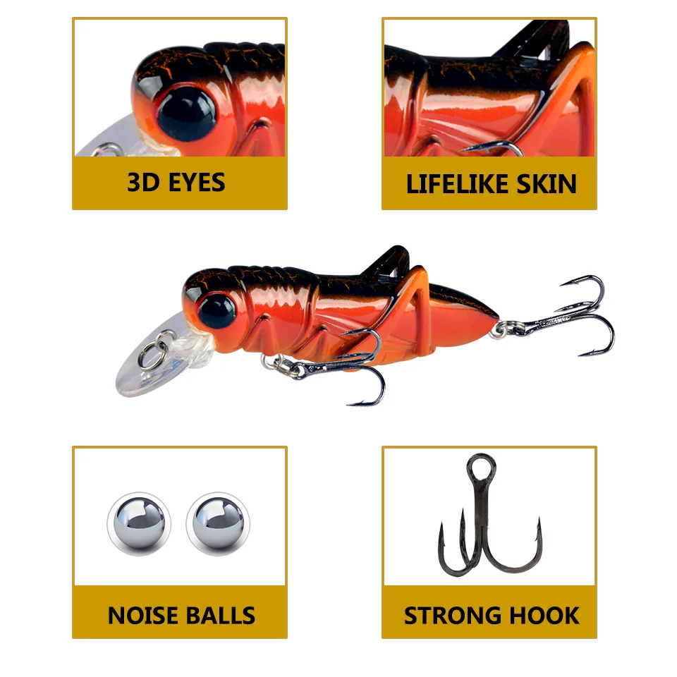 1Pcs Floating Grasshopper Fishing Lure 7.5cm 8g Plastic Insect Wobbler Artificial Hard Bait Crankbait Bass Pike Fishing Tackle image 3
