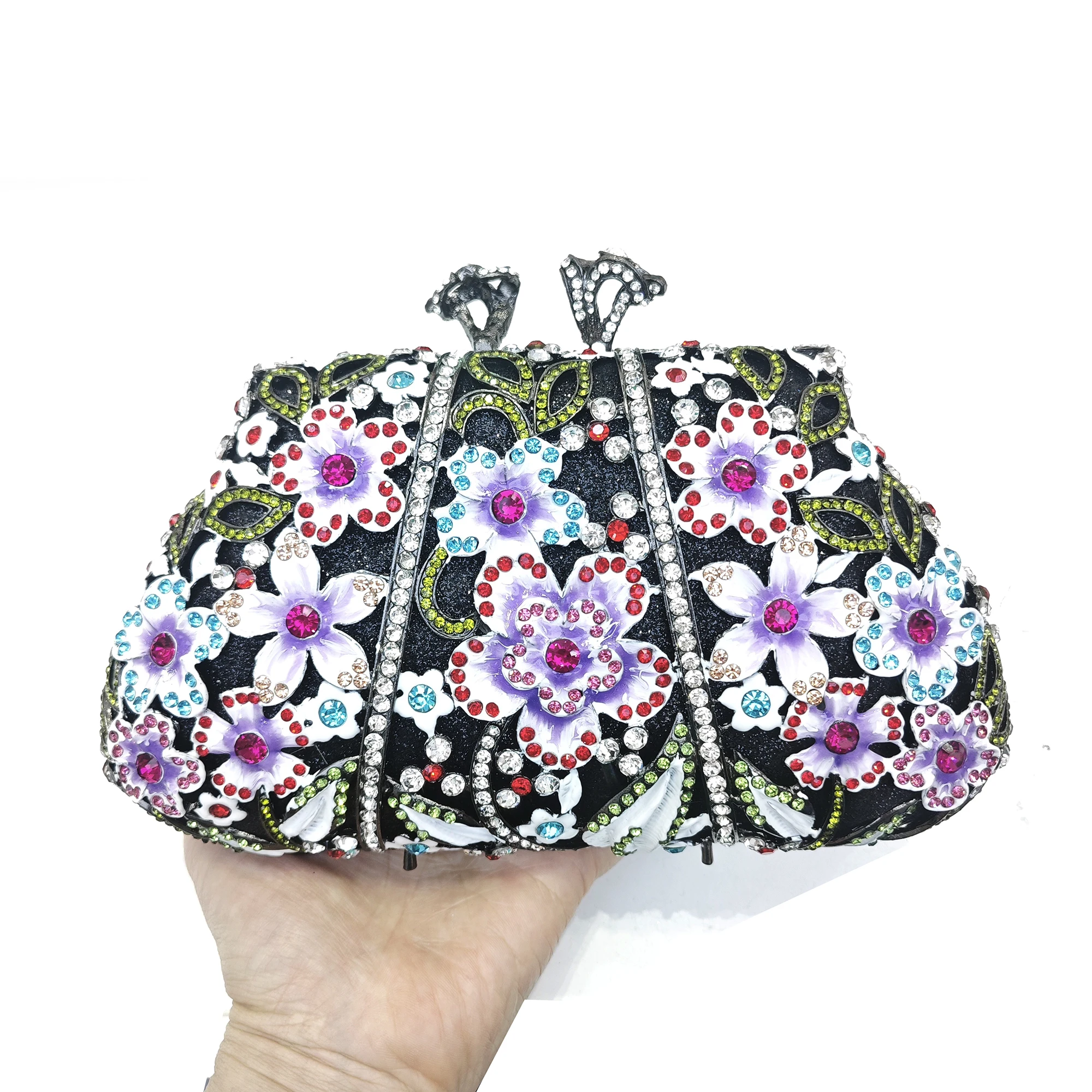 

WHTUOHENG 3D Floral Stone Evening Rhinestone Clutch Crystal Clutches Wedding Purse Bridal Handbag Women Party Bag Prom Minaudier