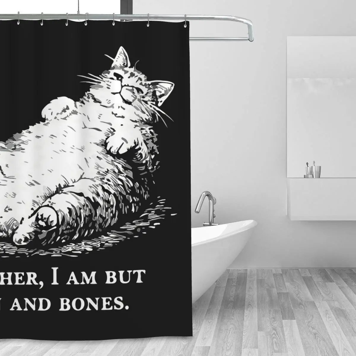 Cat Mother I Am But Skin And Bones Shower Curtain Bathroom Polyester Waterproof Bath Curtains with Hooks
