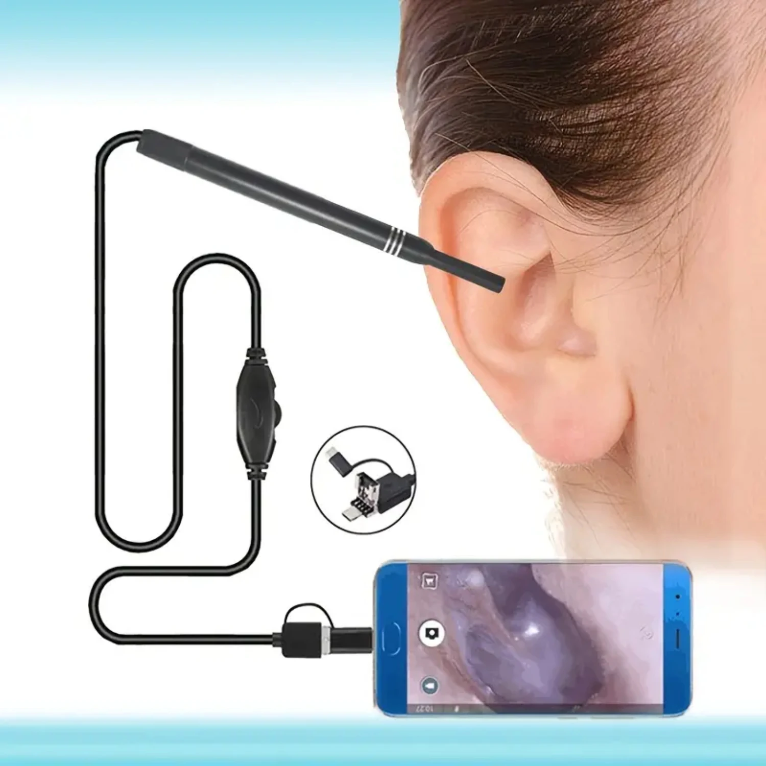 Ear Wax Removal Endoscope - Otoscope, Tool, Ear Protection, Wired USB Connection, Compatible With Ipad, Android For Kids, Adults