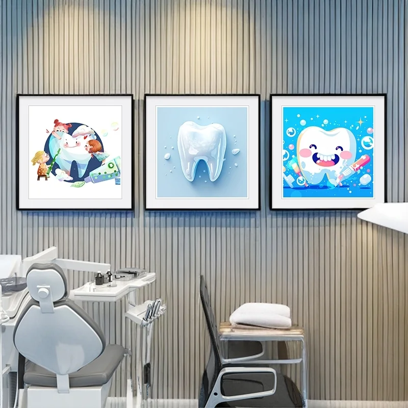 Dental Hospital Clinic Wall Decoration Painting Children Oral Clinic Cartoon Background Posters Pictures Canvas Home Decor