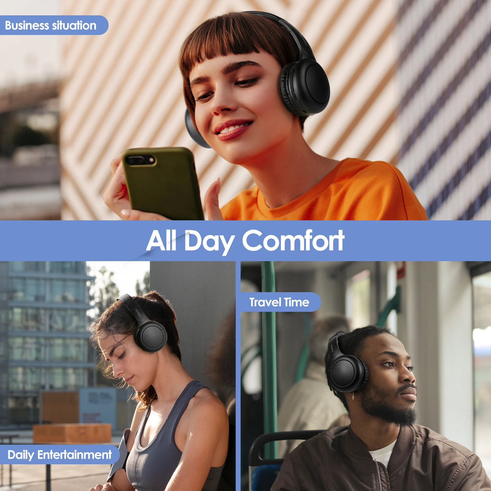 Siindoo-JH-926B-S Auscultadores Bluetooth sem fios, auscultadores estéreo dobráveis, HI-FI, Super Bass, Redução de Ruído, Microfone para adultos, crianças, PC