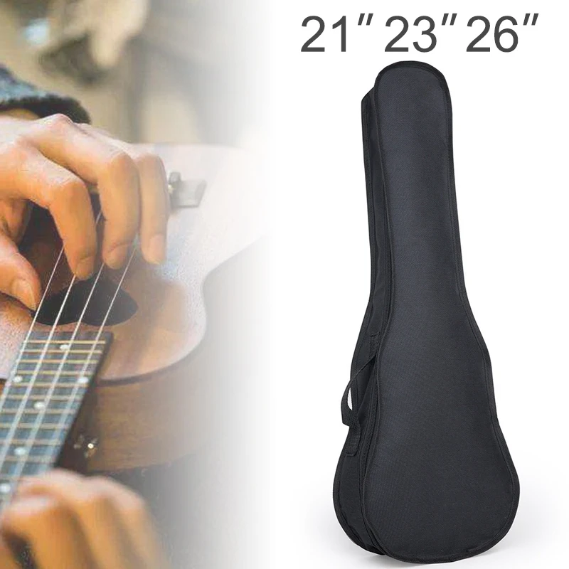 1 Piece 21 / 23 / 26 Inch Black Ukulele Bag Portable Soft Case Monolayer Bag Single Shoulder Backpack Padded