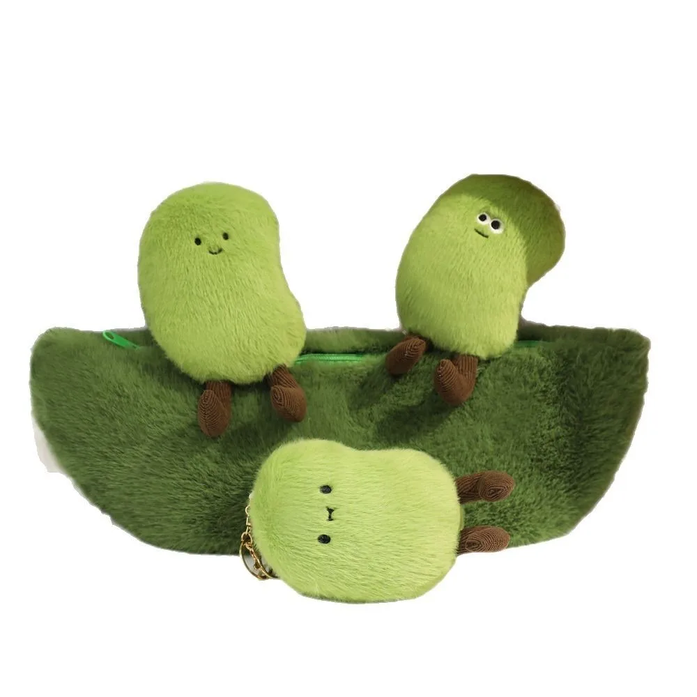 Simulación de plantas realistas, vaina de guisante, muñeca de peluche, baratija, soja verde esponjosa, llavero de peluche, colección de dibujos animados