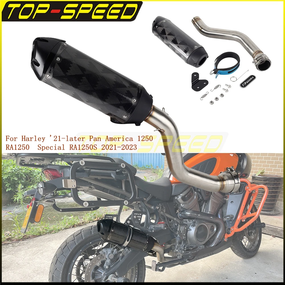 Motorcycle System Exhaust Muffler For Harley Pan America 1250 RA1250 Special RA1250S 21+ Carbon Engine Muffler W/ Mounting Screw